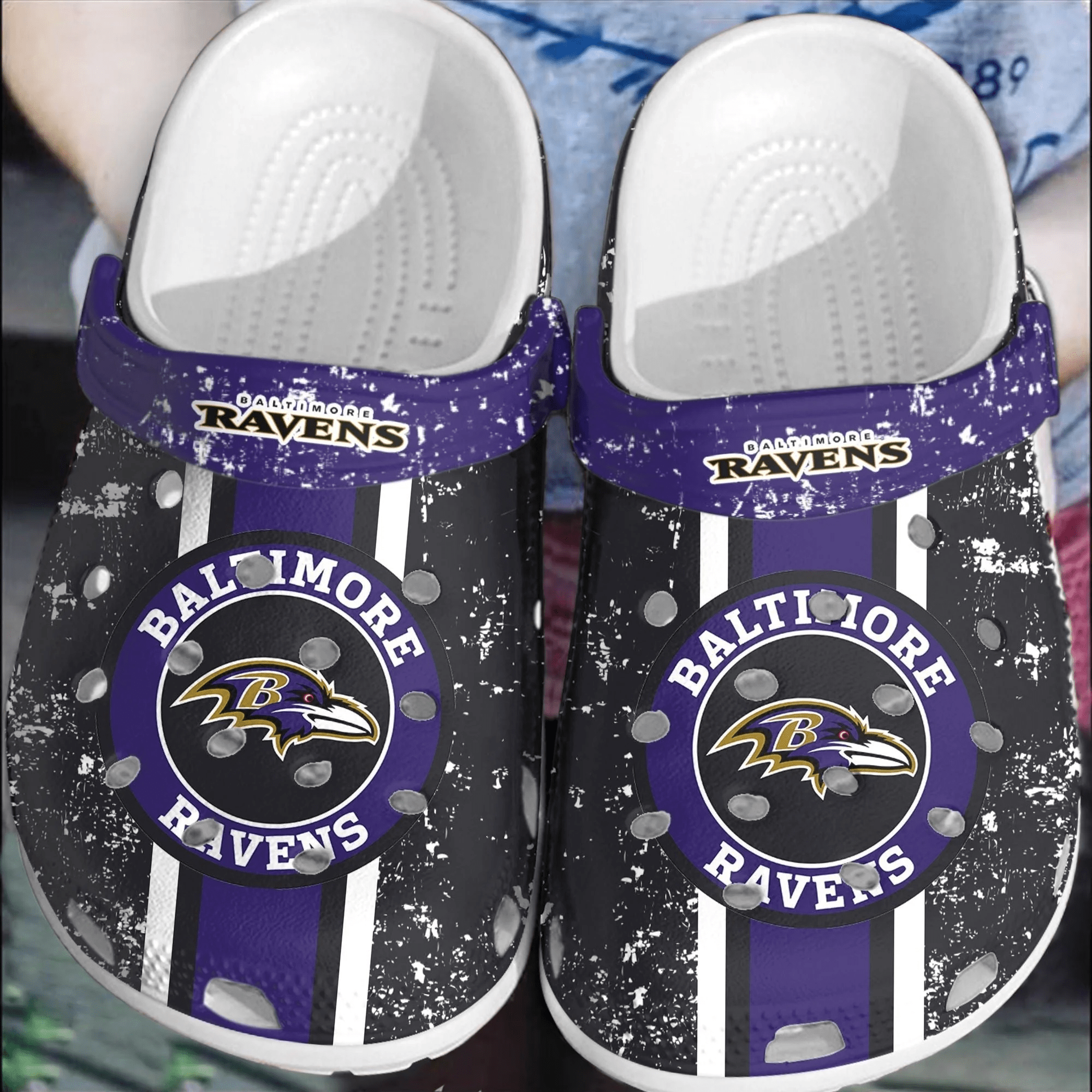 NFL Baltimore Ravens Football Crocs Shoes Crocband Clogs Comfortable For Men Women