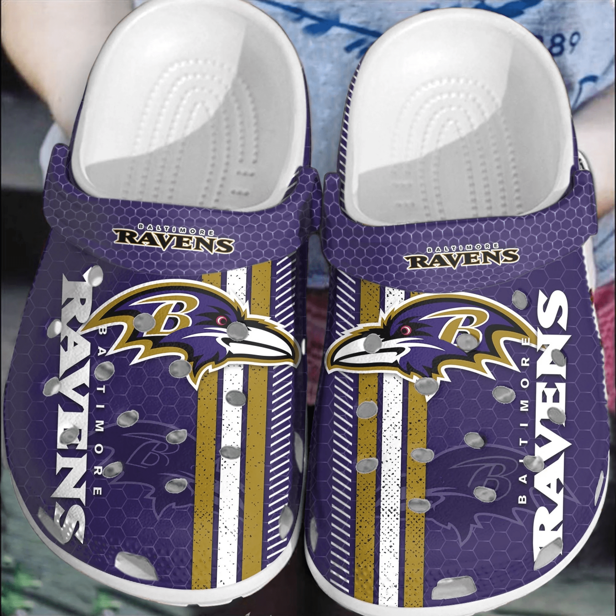 NFL Baltimore Ravens Football Crocs Shoes Crocband Comfortable Clogs For Men Women