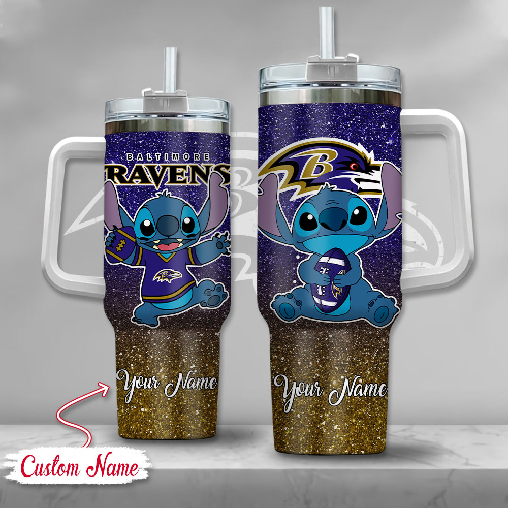NFL Baltimore Ravens Stitch Glitter Custom Stanley Cup 40 oz 30 oz Tumbler With HandleTVC2301125