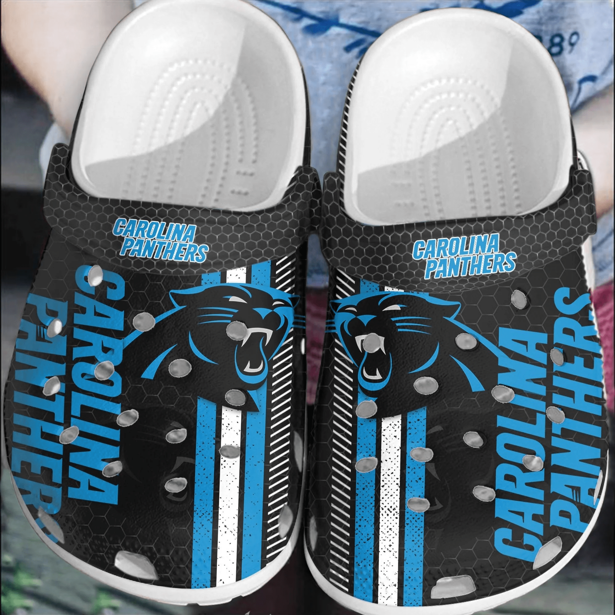 NFL Carolina Panthers Football Crocs Comfortable Shoes Clogs Crocband For Men Women