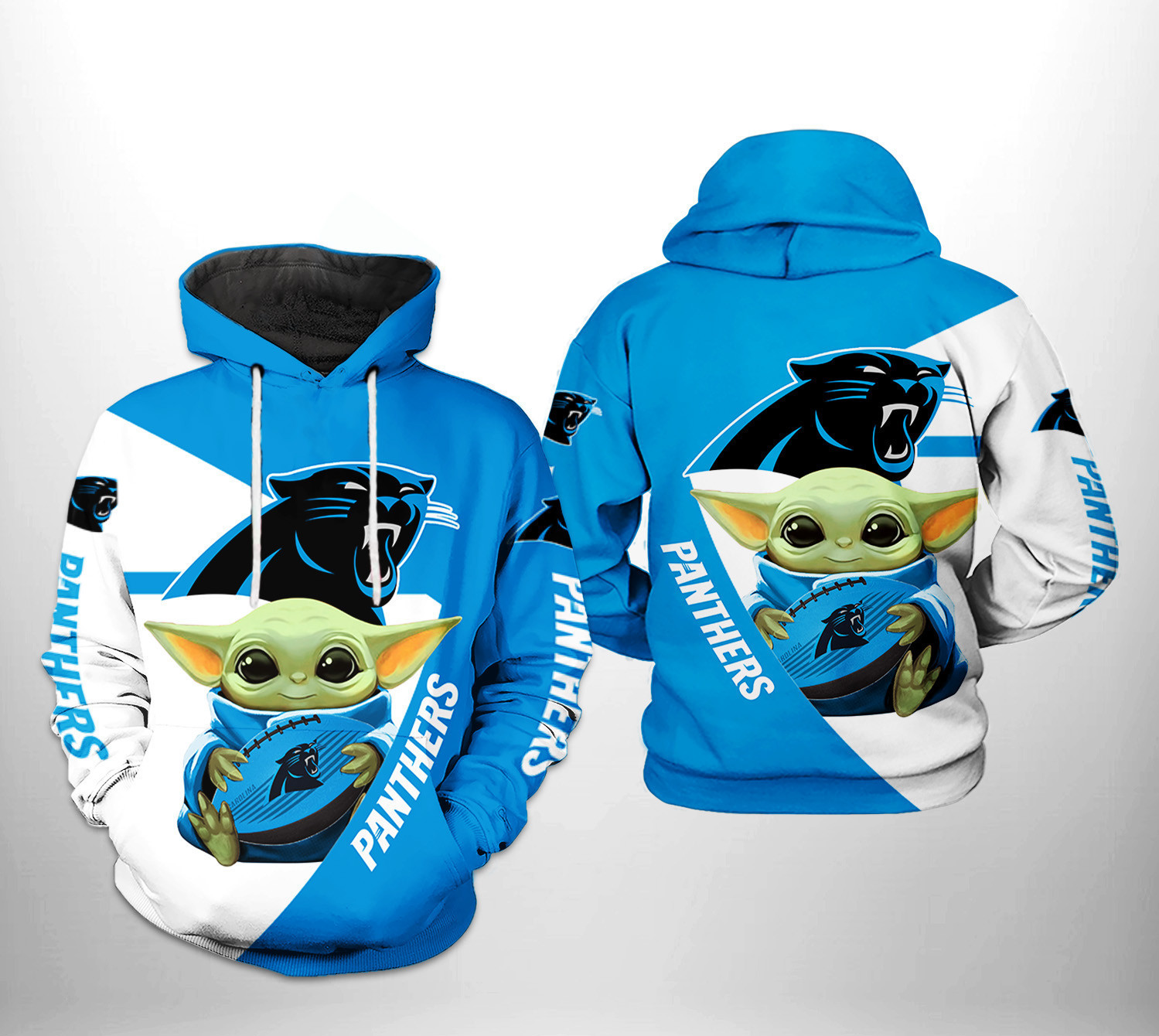 NFL Carolina Panthers NFL Baby Yoda Team 3D All Over Print Hoodie, Zip Hoodie