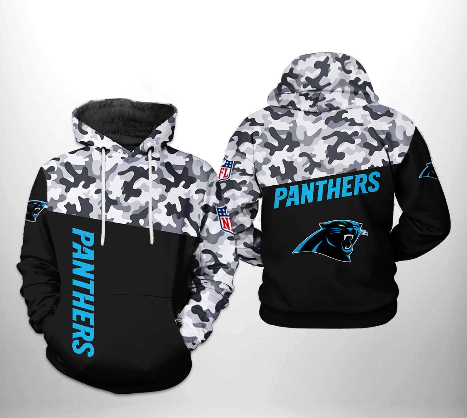 NFL Carolina Panthers NFL Camo Veteran Team 3D All Over Print Hoodie, Zip Hoodie