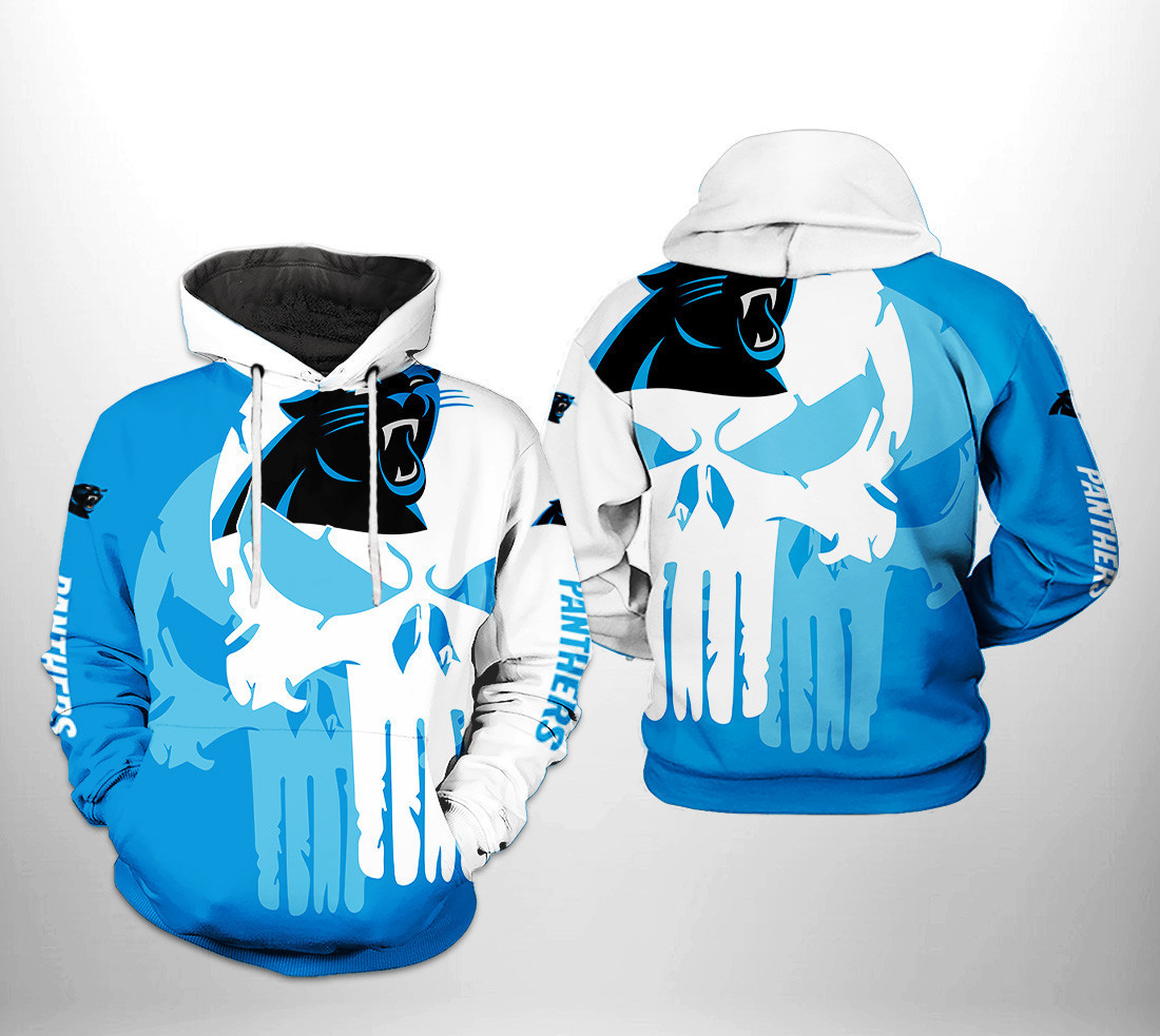 NFL Carolina Panthers NFL Team Skull 3D All Over Print Hoodie, Zip Hoodie