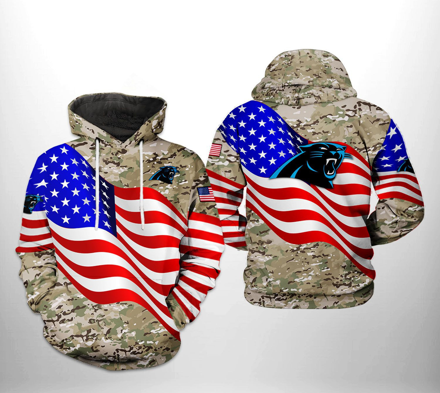 NFL Carolina Panthers NFL US Flag Camo Veteran Team 3D All Over Print Hoodie, Zip Hoodie