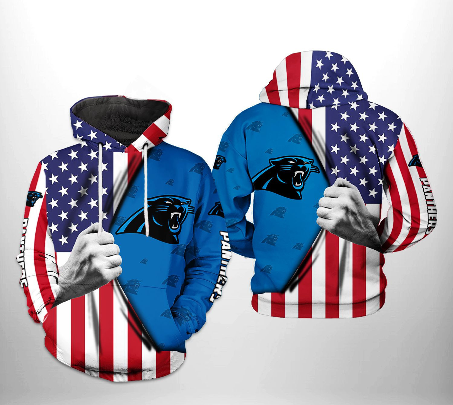 NFL Carolina Panthers NFL US Flag Team 3D All Over Print Hoodie, Zip Hoodie