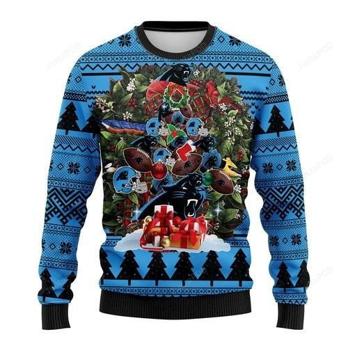 Nfl Carolina Panthers Tree Christmas Ugly Christmas Sweater Adult 3D Funny Matching for family