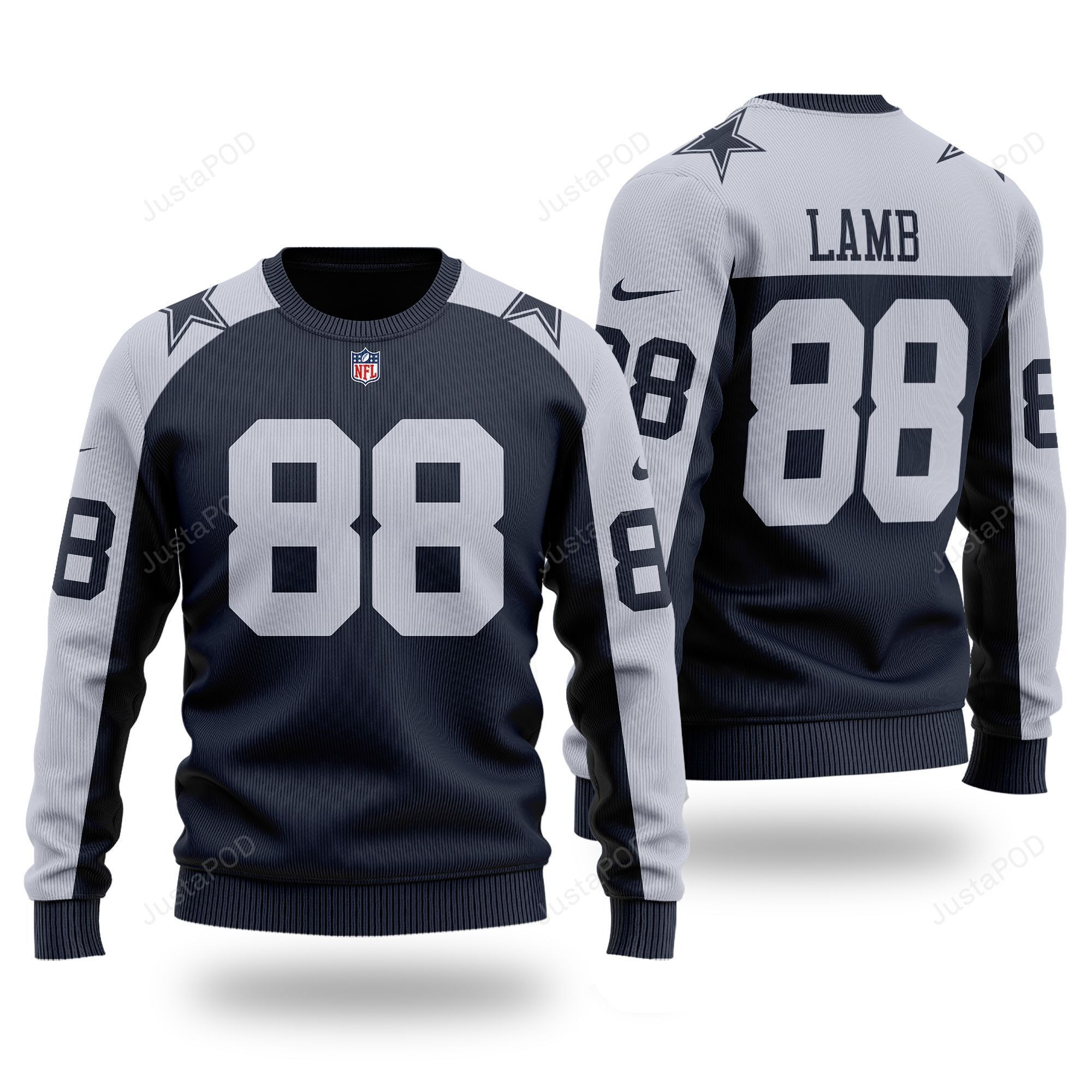 NFL Ceedee Lamb 88 Nfl Dallas Cowboys Ugly Christmas Sweater Adult 3D Funny Matching for family