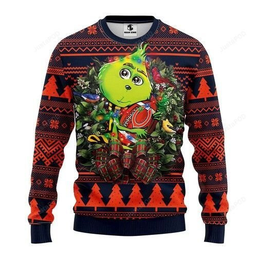 Nfl Chicago Bears Grinch Hug Ugly Christmas Sweater Adult 3D Funny Matching for family