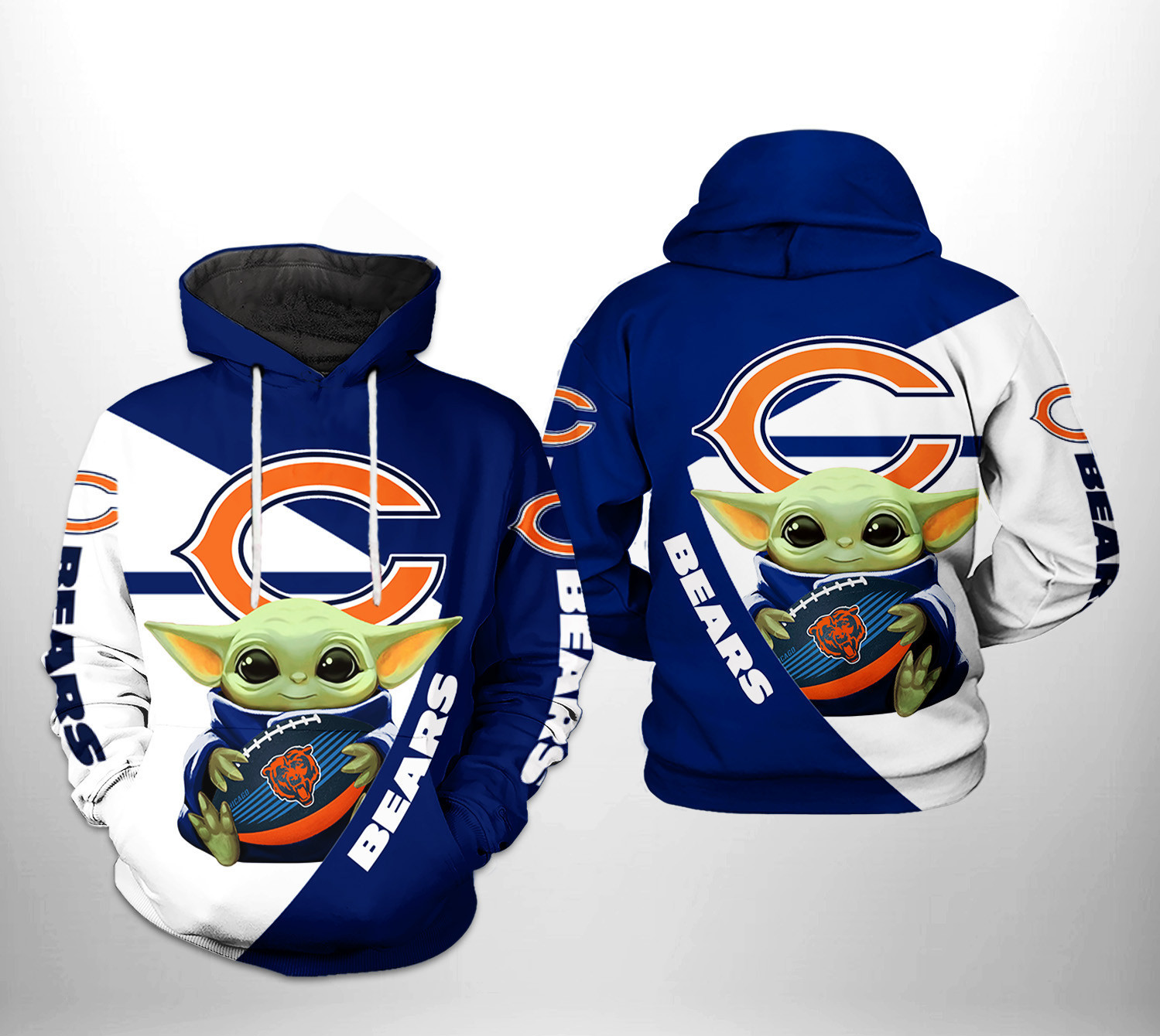NFL Chicago Bears NFL Baby Yoda Team 3D All Over Print Hoodie, Zip Hoodie