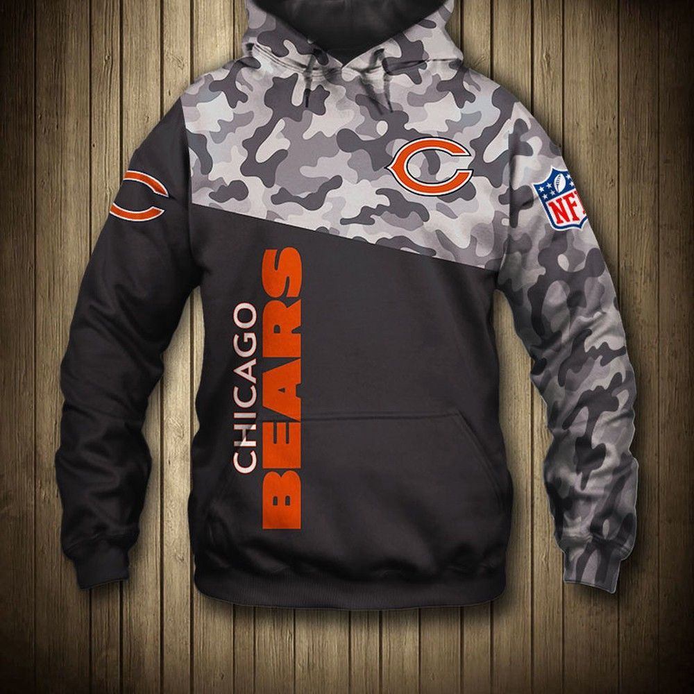 NFL Chicago Bears NFL Camo Unisex 3D All Over Print Hoodie, Zip Hoodie
