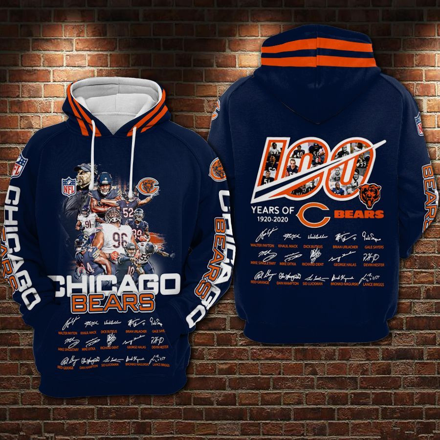 NFL Chicago Bears Nfl Football Anniversary 3D All Over Print Hoodie, Zip Hoodie