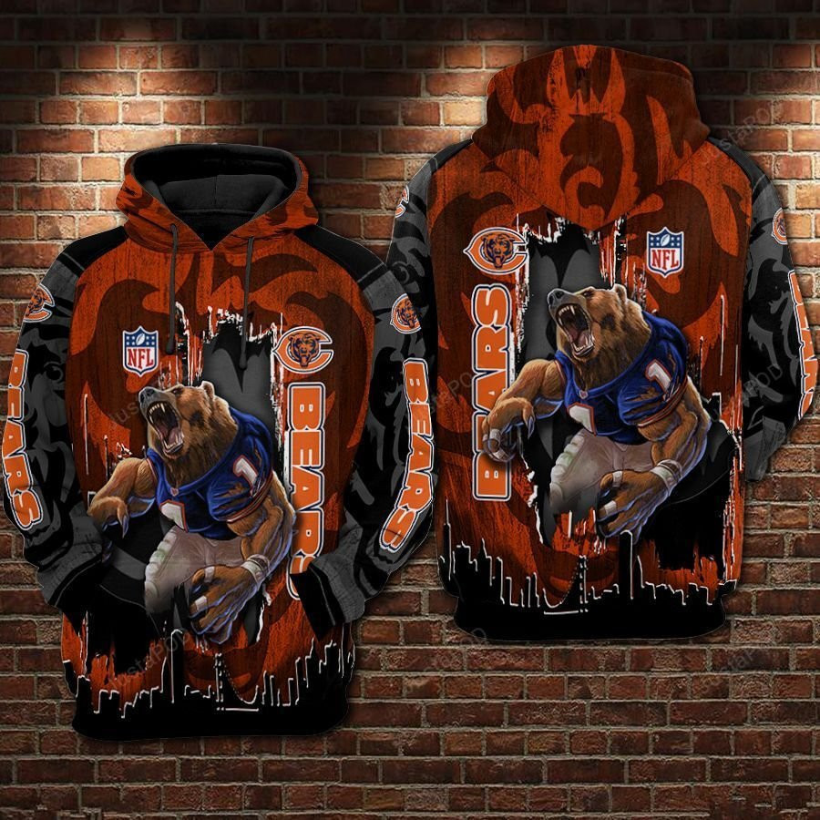 NFL Chicago Bears Nfl Football Camouflage Tiger 3D All Over Print Hoodie, Zip Hoodie