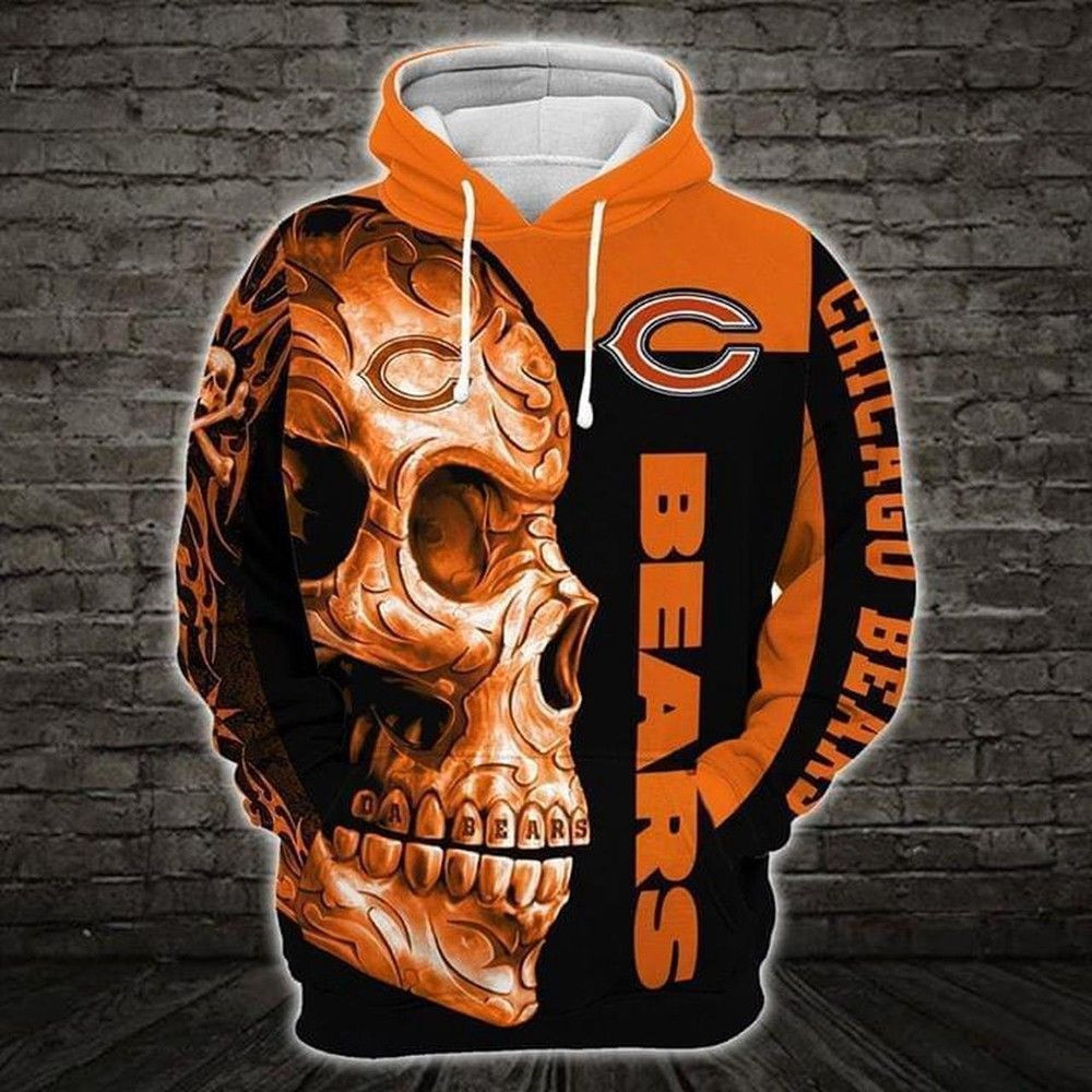 NFL Chicago Bears NFL Tribal Skull 3D All Over Print Hoodie, Zip Hoodie