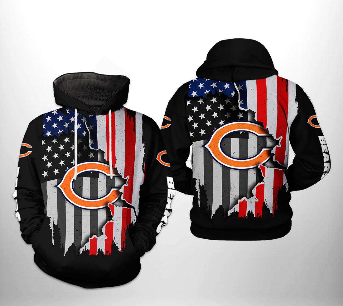 NFL Chicago Bears NFL US Flag Team 3D All Over Print Hoodie, Zip Hoodie