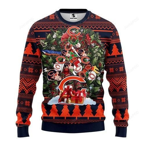 Nfl Chicago Bears Tree Christmas Ugly Christmas Sweater Adult 3D Funny Matching for family