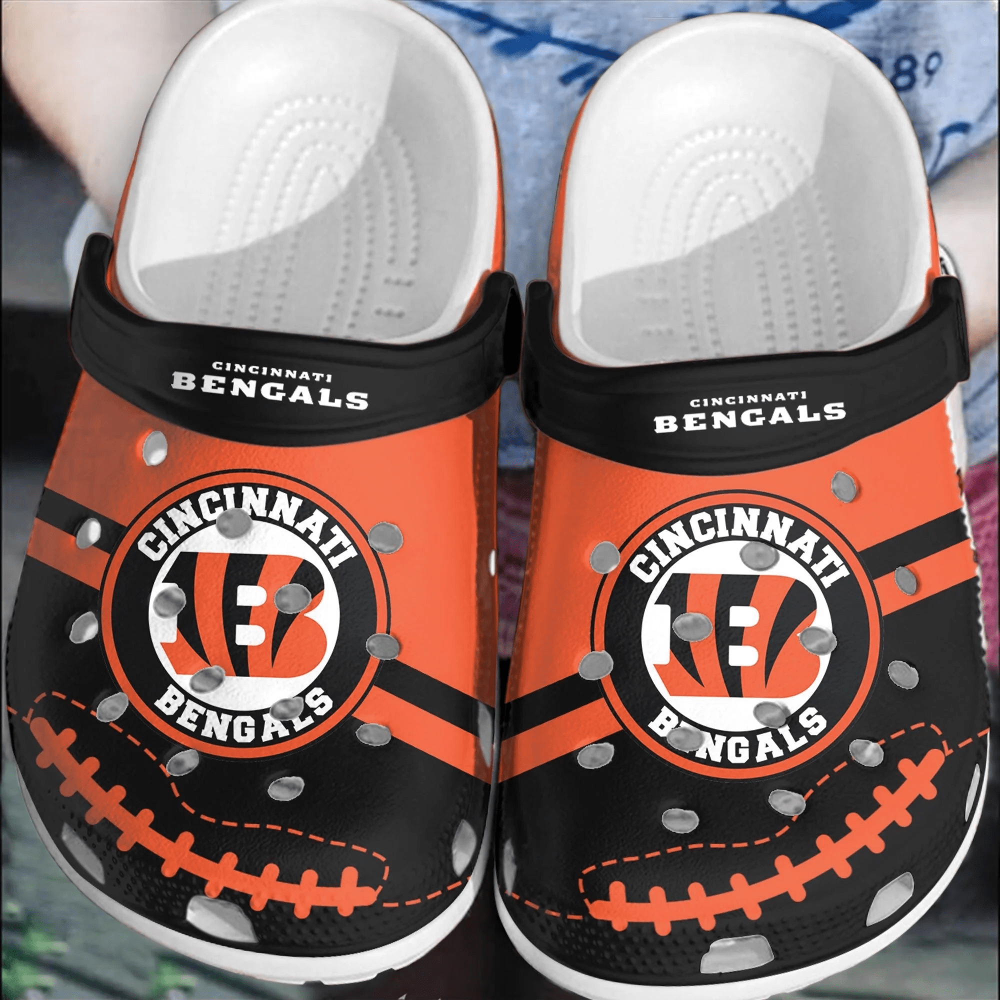 NFL Cincinnati Bengals Football Crocband Crocs Shoes Clogs Comfortable For Men Women