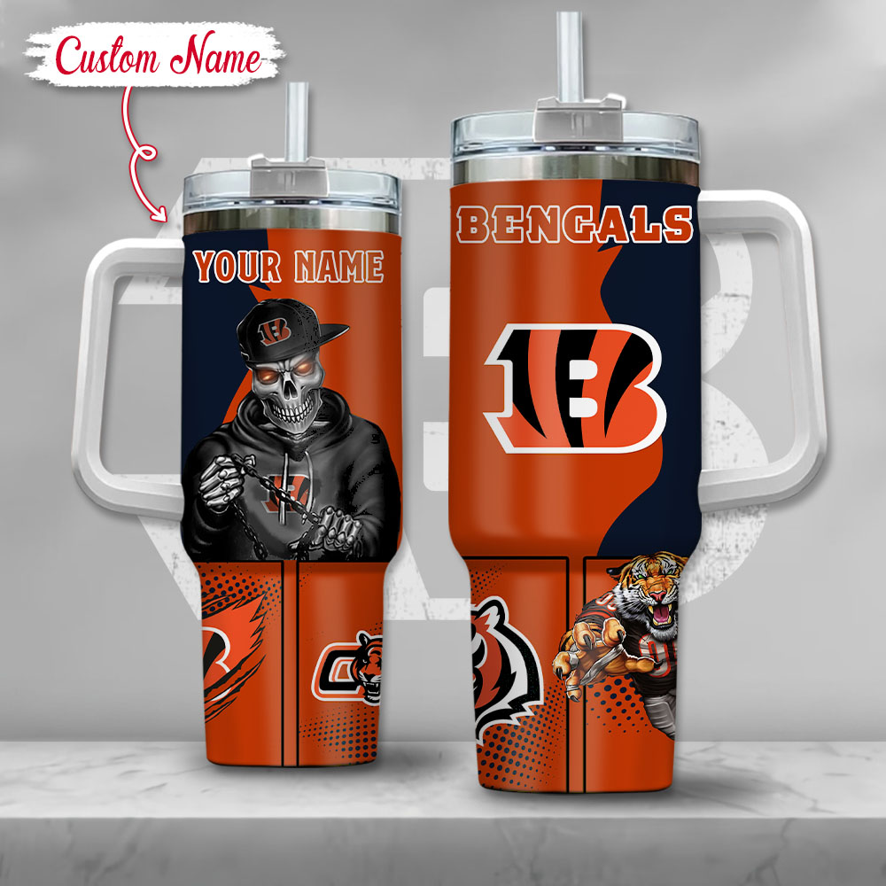 NFL Cincinnati Bengals Gangster Skeleton Custom Stanley Cup 40 oz 30 oz Tumbler With HandleTVC2301124