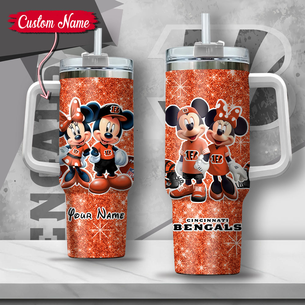 NFL Cincinnati Bengals Mickey And Minnie Couple Custom Stanley Cup 40 oz 30 oz Tumbler With HandleTVC2301127