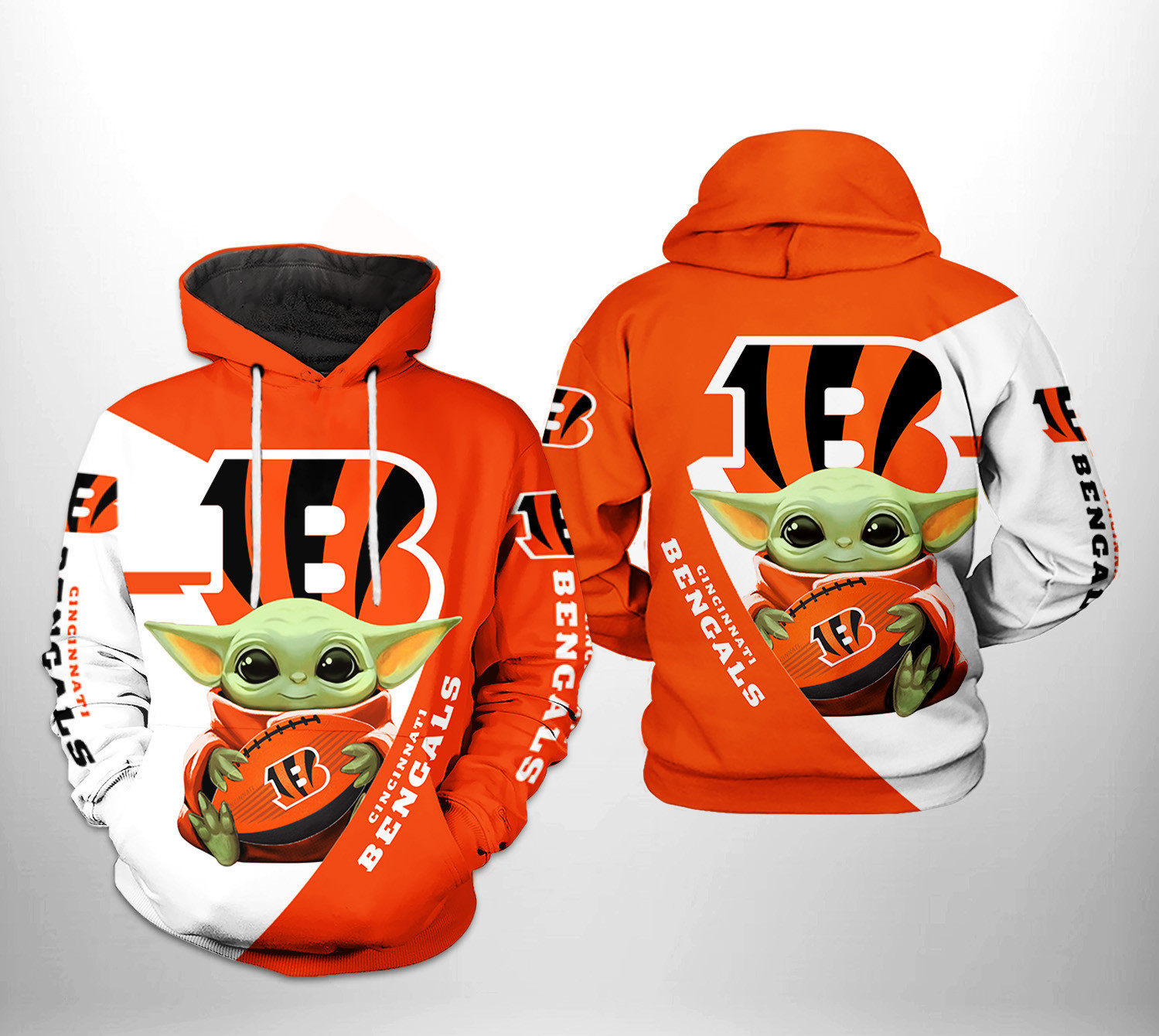 NFL Cincinnati Bengals NFL Baby Yoda Team 3D All Over Print Hoodie, Zip Hoodie