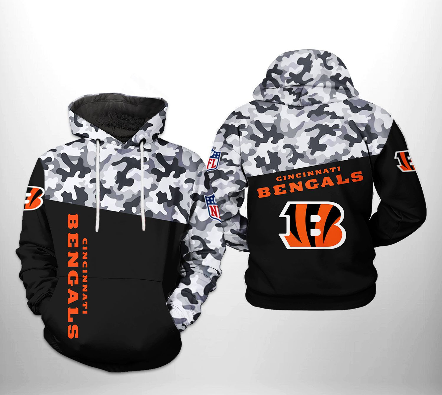 NFL Cincinnati Bengals NFL Camo Veteran Team 3D All Over Print Hoodie, Zip Hoodie