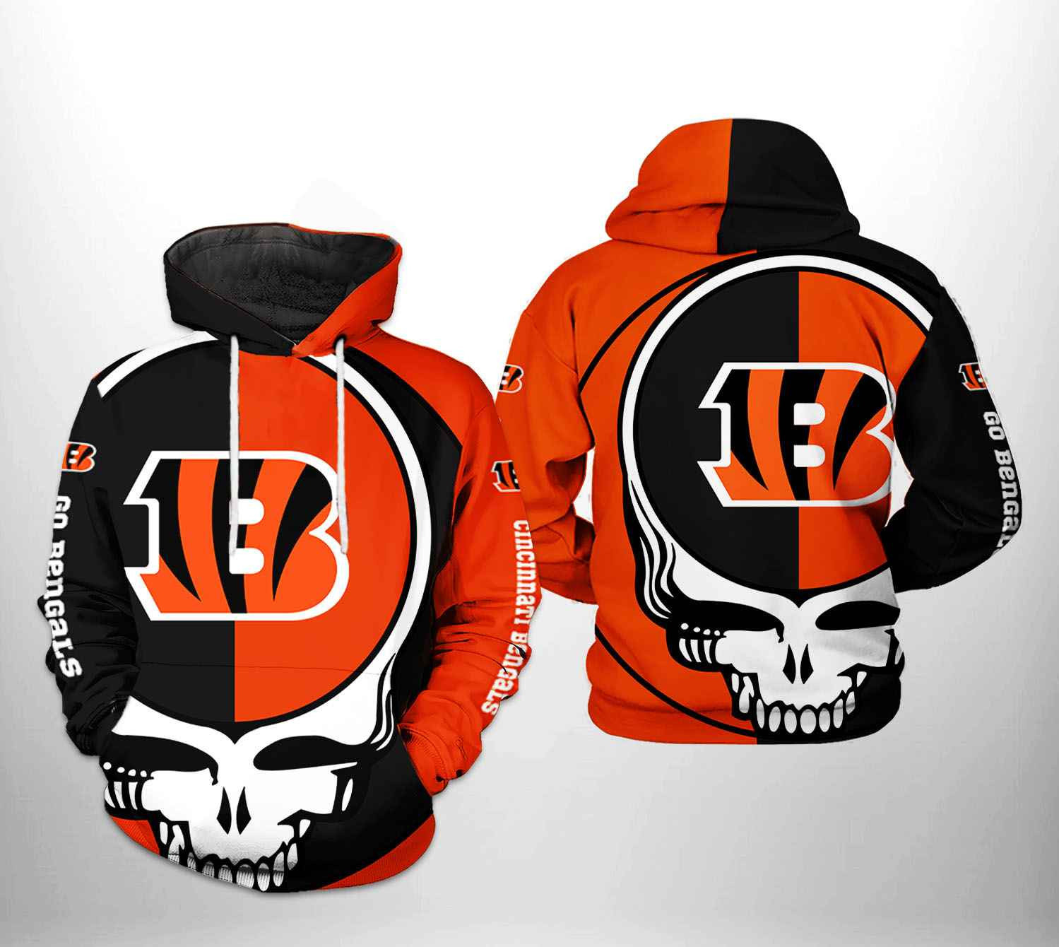 NFL Cincinnati Bengals NFL Grateful Dead 3D All Over Print Hoodie, Zip Hoodie