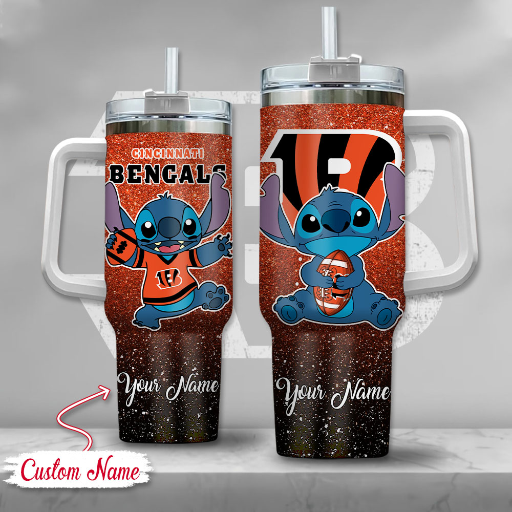 NFL Cincinnati Bengals Stitch Glitter Custom Stanley Cup 40 oz 30 oz Tumbler With HandleTVC2301125