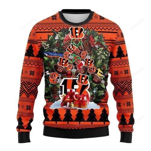 Nfl Cincinnati Bengals Tree Christmas Ugly Christmas Sweater Adult 3D Funny Matching for family