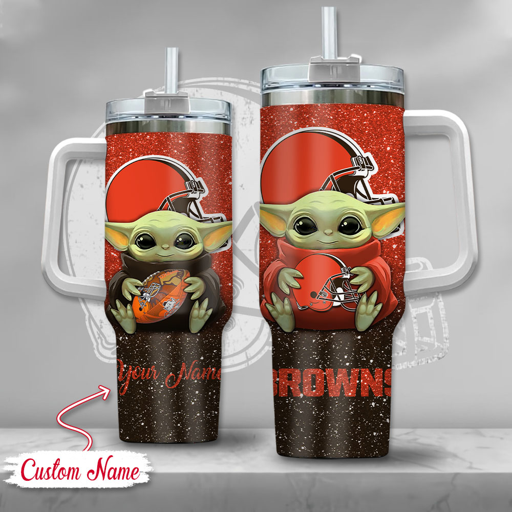 NFL Cleveland Browns Baby Yoda Custom Stanley Cup 40 oz 30 oz Tumbler With HandleTVC2301127