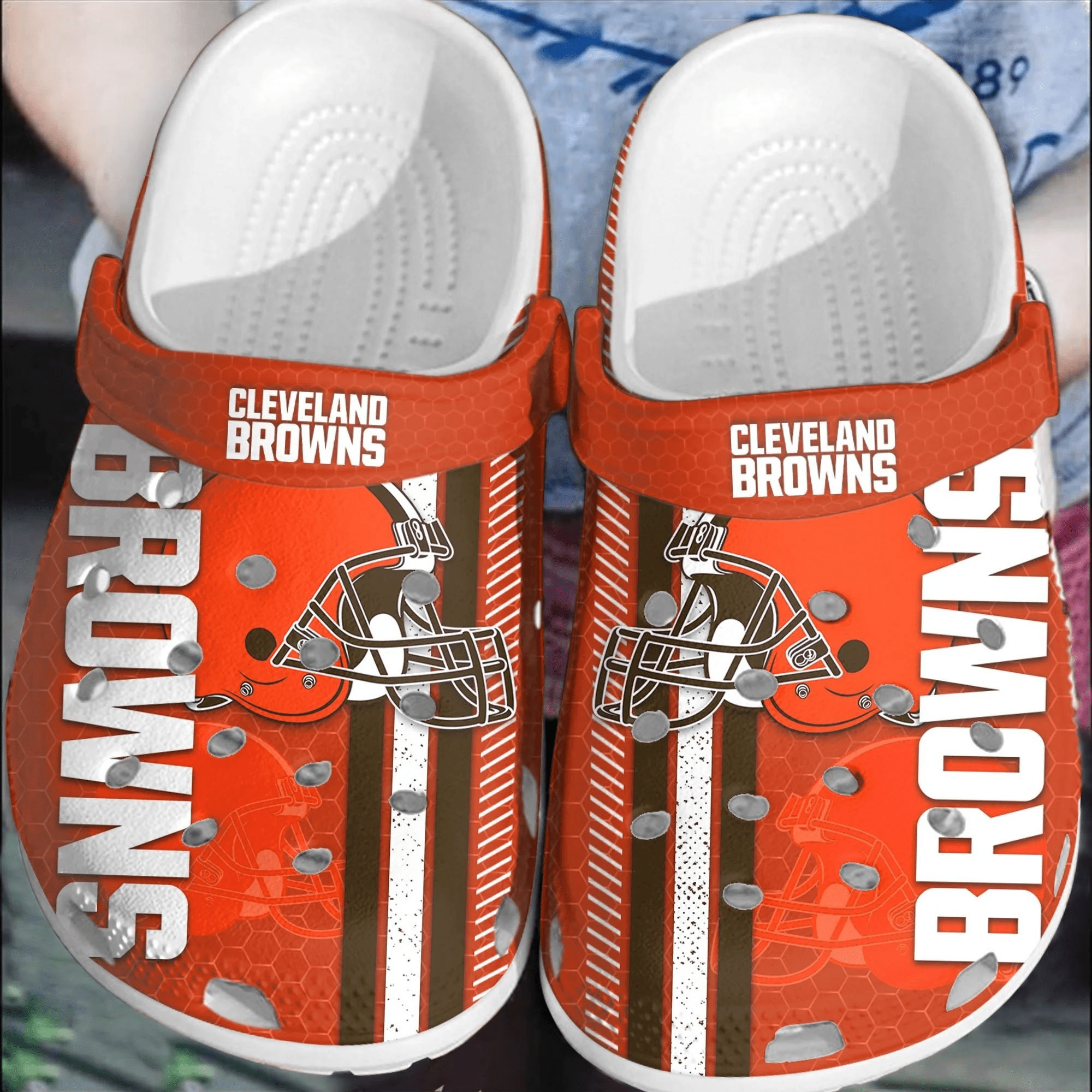 NFL Cleveland Browns Football Crocband Clogs Comfortable Crocs Shoes For Men Women