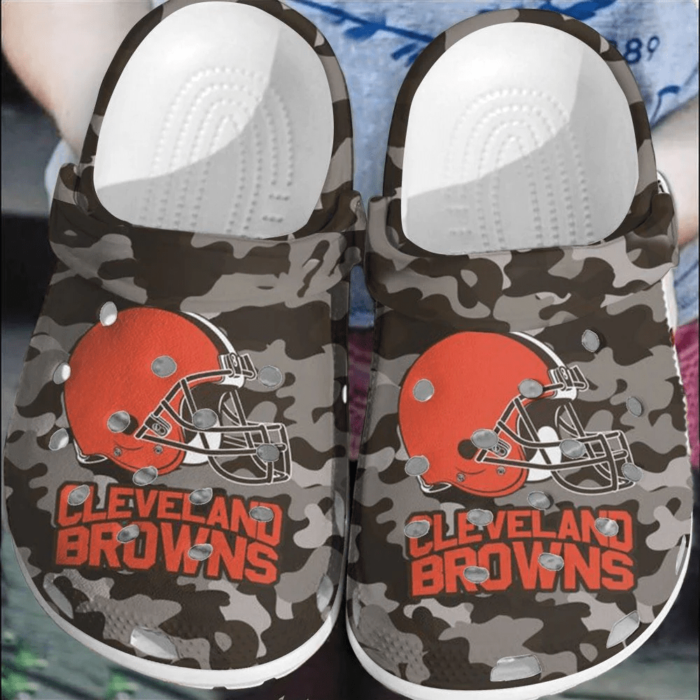 NFL Cleveland Browns Football Crocband Clogs Comfortable Shoes Crocs For Men Women