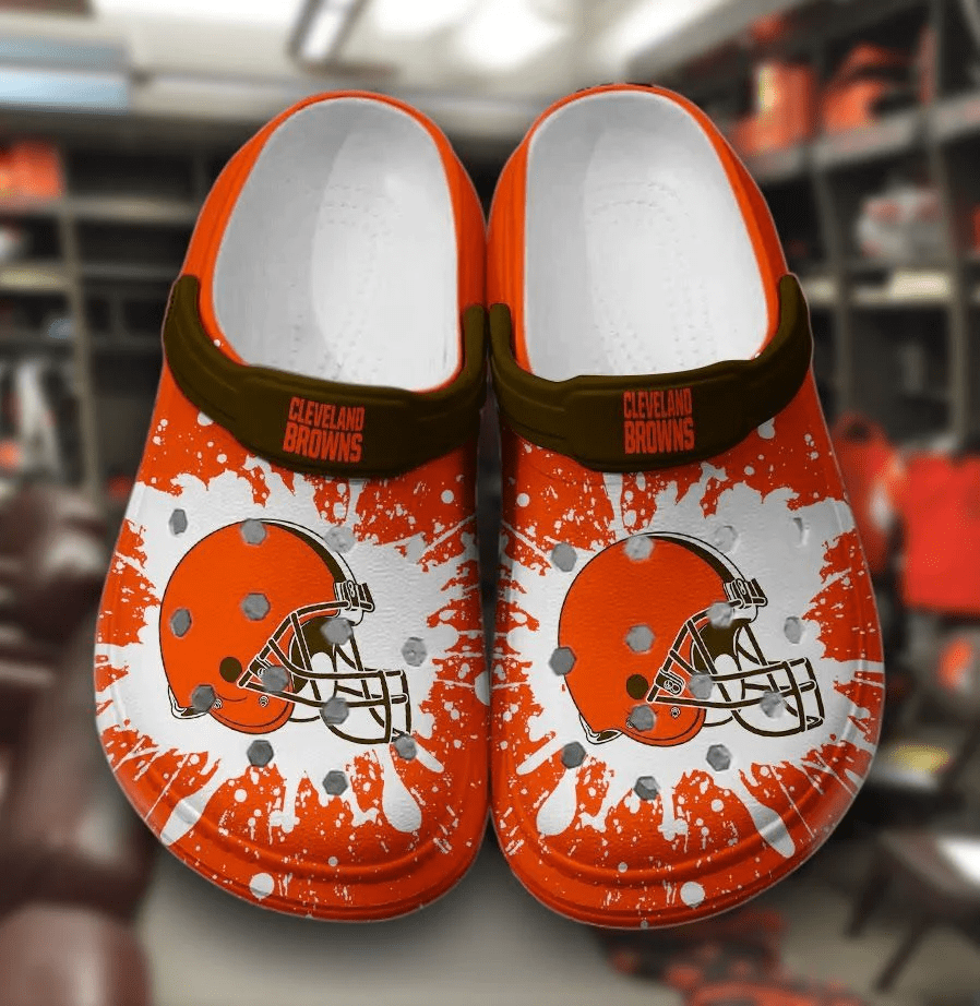 NFL Cleveland Browns Football Crocband Clogs Crocs Comfortable Shoes For Men Women