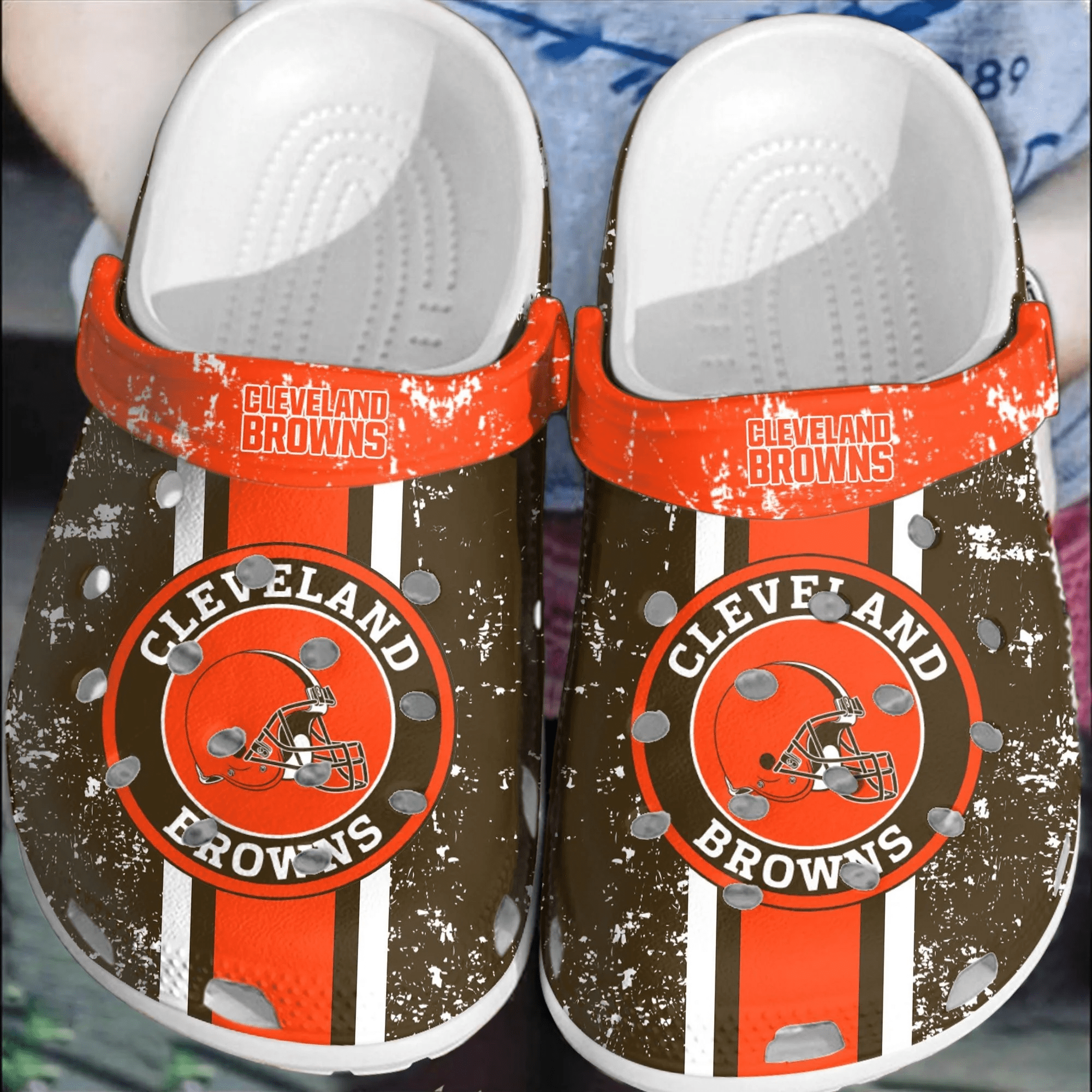 NFL Cleveland Browns Football Crocband Clogs Shoes Comfortable Crocs For Men Women