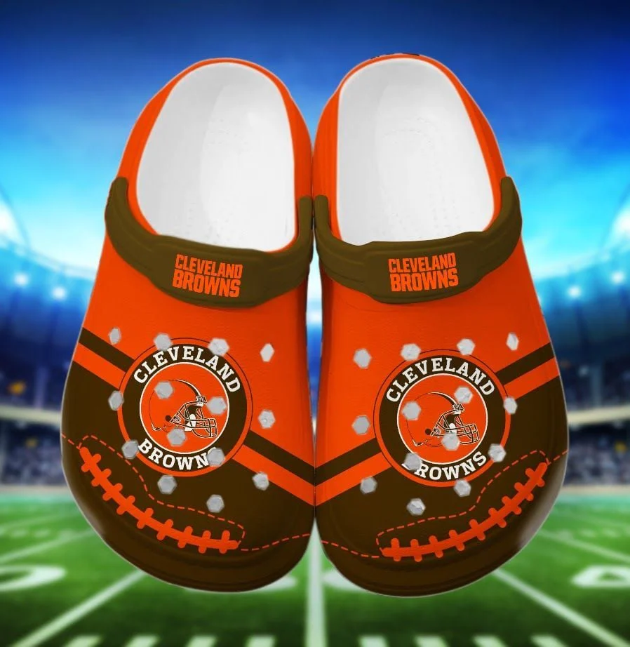 NFL Cleveland Browns Football Crocband Clogs Shoes Crocs Comfortable For Men Women