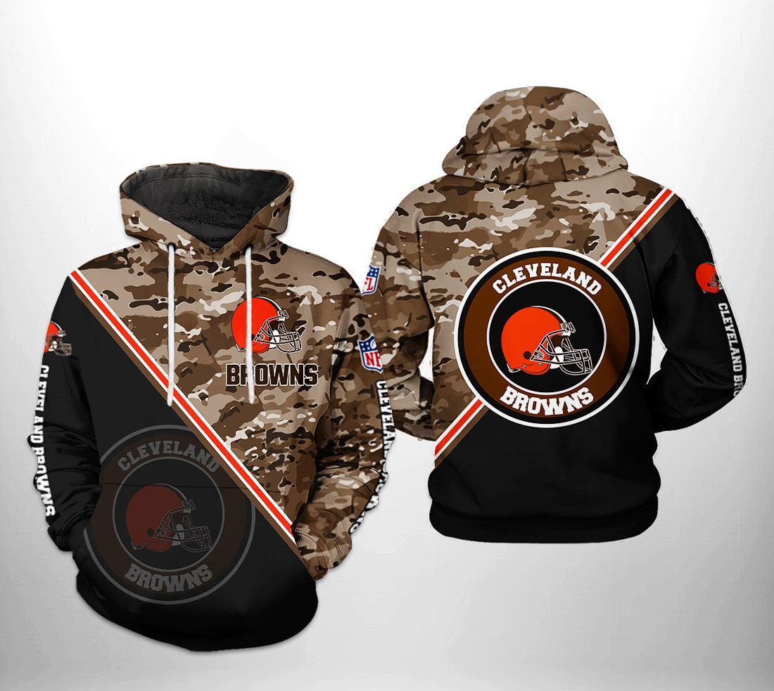 NFL Cleveland Browns NFL Camo Team 3D All Over Print Hoodie, Zip Hoodie