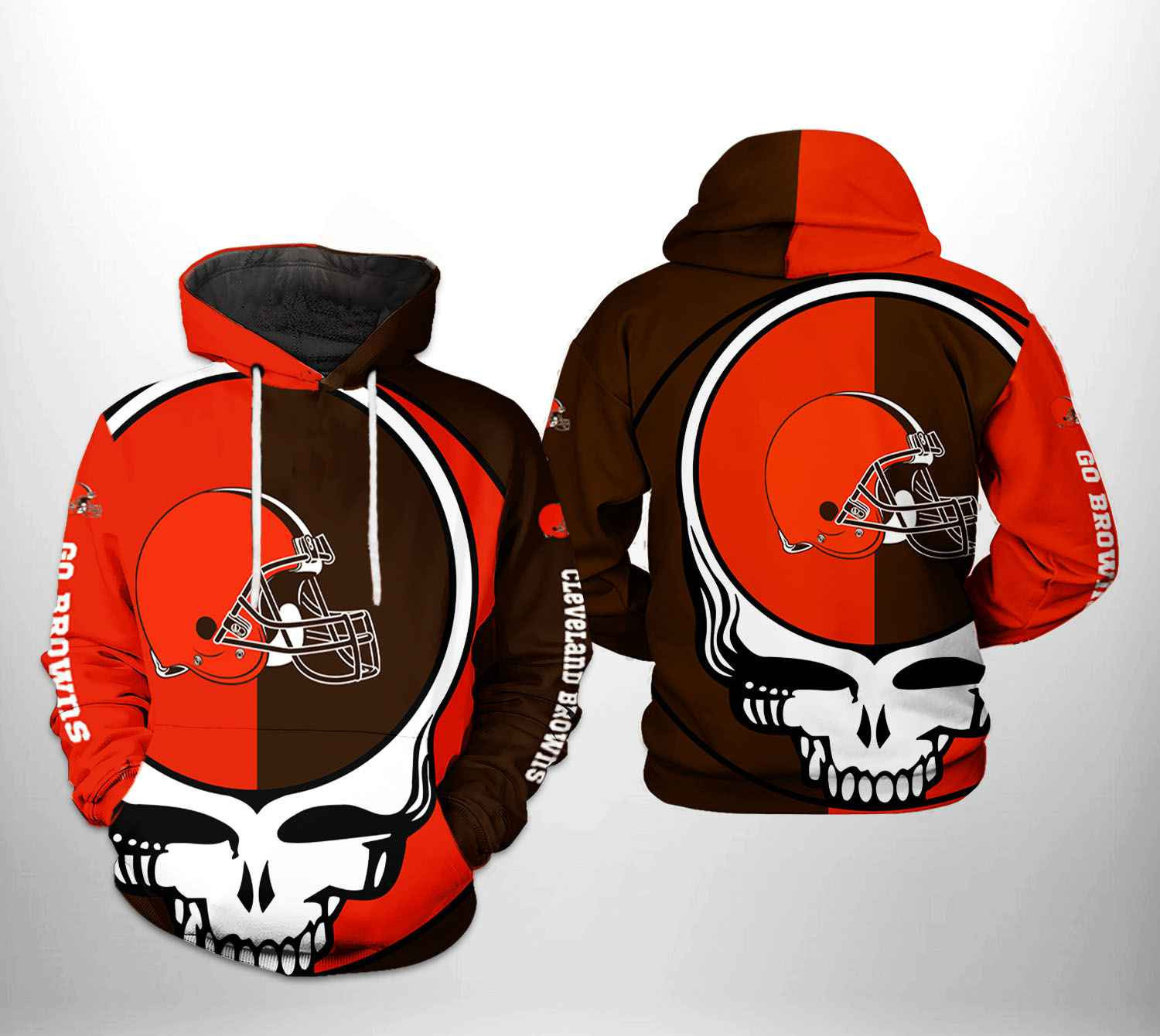NFL Cleveland Browns NFL Grateful Dead 3D All Over Print Hoodie, Zip Hoodie
