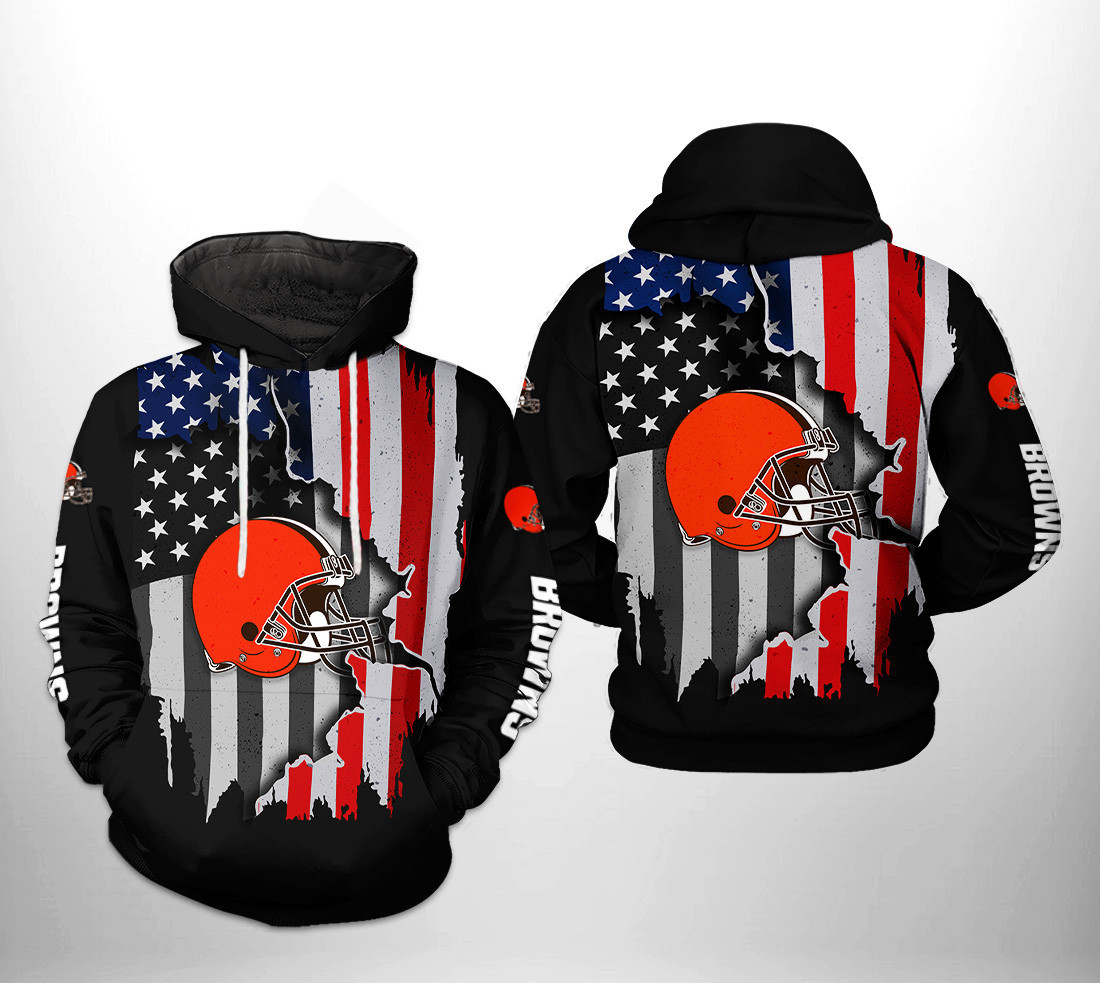 NFL Cleveland Browns NFL US Flag Team 3D All Over Print Hoodie, Zip Hoodie