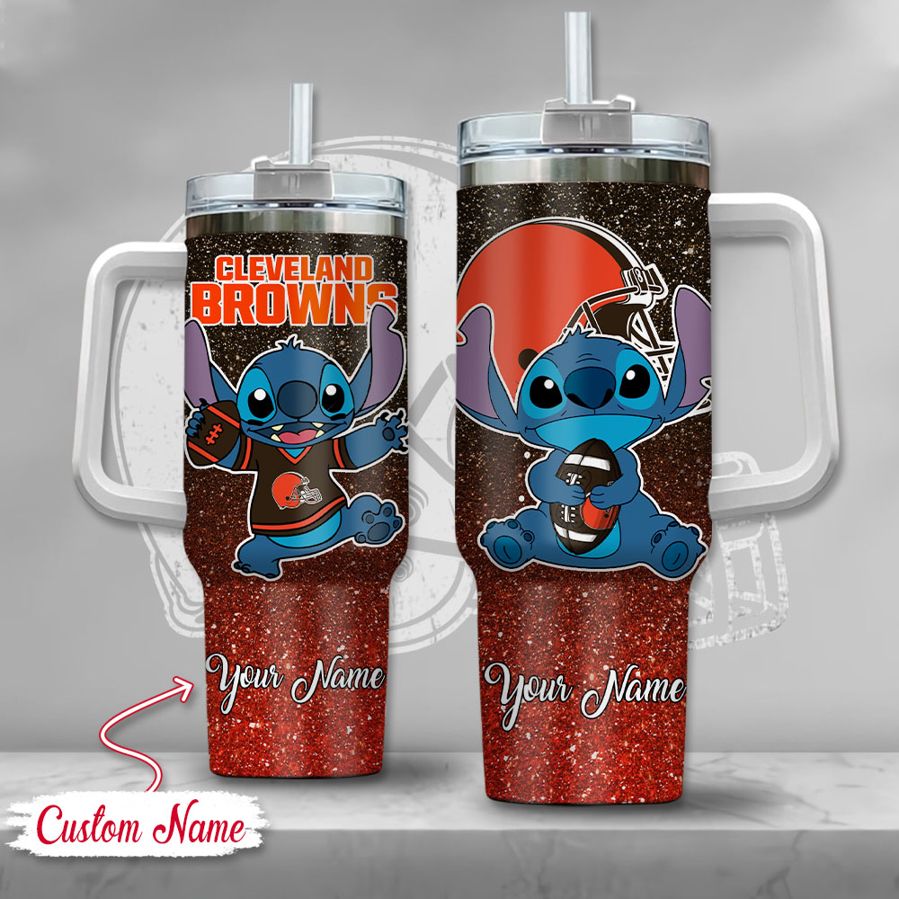 NFL Cleveland Browns Stitch Glitter Custom Stanley Cup 40 oz 30 oz Tumbler With HandleTVC2301125