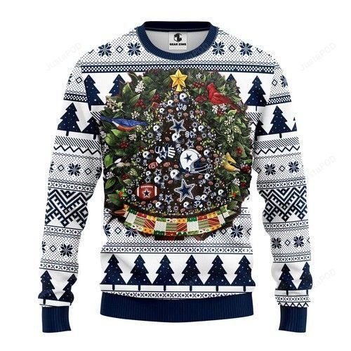 Nfl Dallas Cowboys Christmas Tree Ugly Christmas Sweater Adult 3D Funny Matching for family