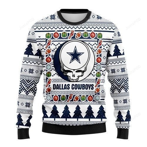 Nfl Dallas Cowboys Grateful Dead Ugly Christmas Sweater Adult 3D Funny Matching for family
