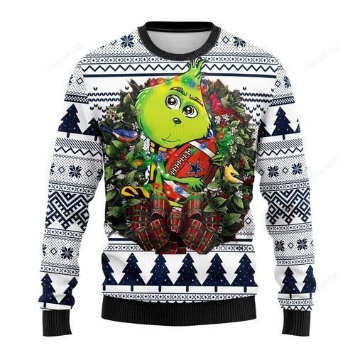 Nfl Dallas Cowboys Grinch Hug Ugly Christmas Sweater Adult 3D Funny Matching for family