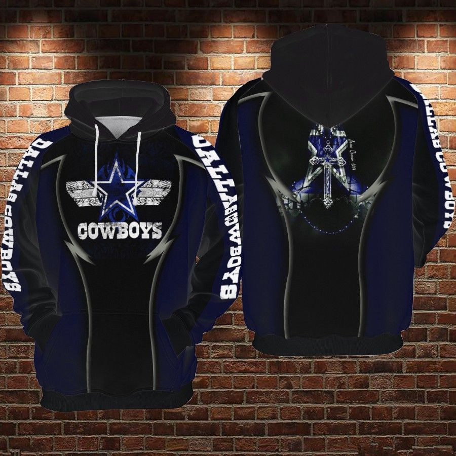 NFL Dallas Cowboys Nfl Football Jesus Cross 3D All Over Print Hoodie, Zip Hoodie