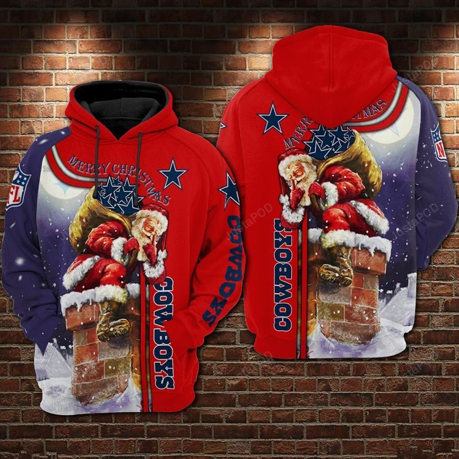 NFL Dallas Cowboys Nfl Football Merry Christmas Red 3D All Over Print Hoodie, Zip Hoodie