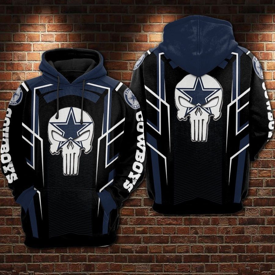 NFL Dallas Cowboys Nfl Football Punisher Skull Star 3D All Over Print Hoodie, Zip Hoodie