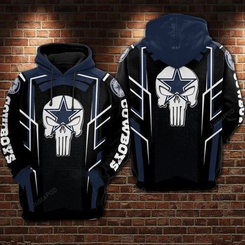 NFL Dallas Cowboys Nfl Football Punisher Skull Star 3D All Over Print Hoodie, Zip Hoodie