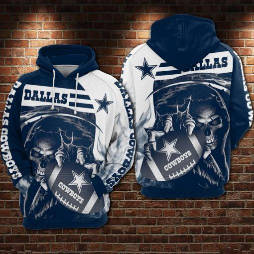 NFL Dallas Cowboys Nfl Football Skull 3D All Over Print Hoodie, Zip Hoodie