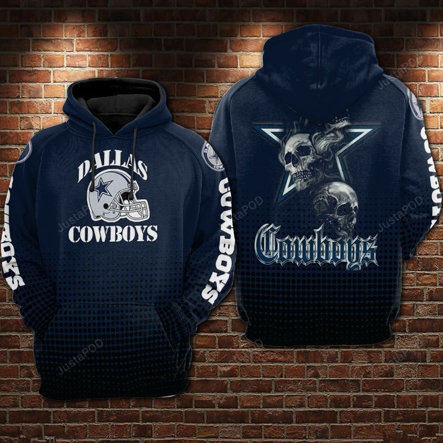 NFL Dallas Cowboys Nfl Football Skull Dark Blue 3D All Over Print Hoodie, Zip Hoodie
