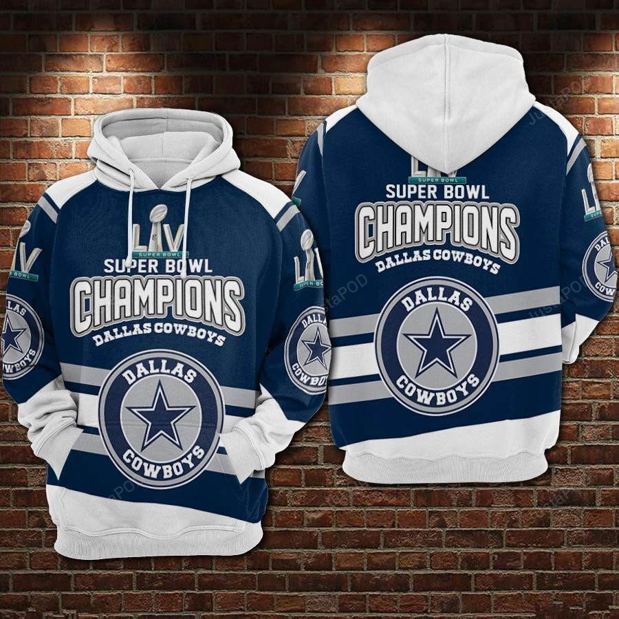 NFL Dallas Cowboys Nfl Football Super Bowl Champion 3D All Over Print Hoodie, Zip Hoodie