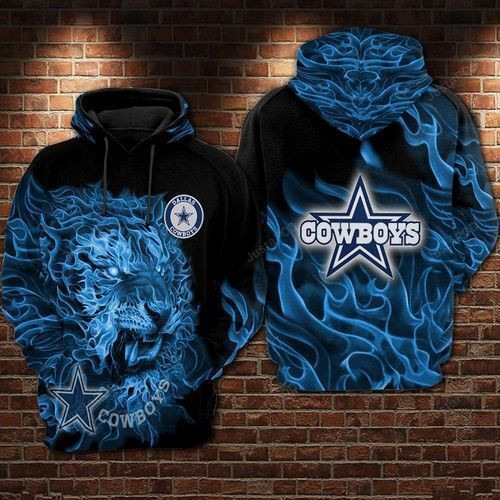 NFL Dallas Cowboys Nfl Football Tiger Smoke Blue 3D All Over Print Hoodie, Zip Hoodie