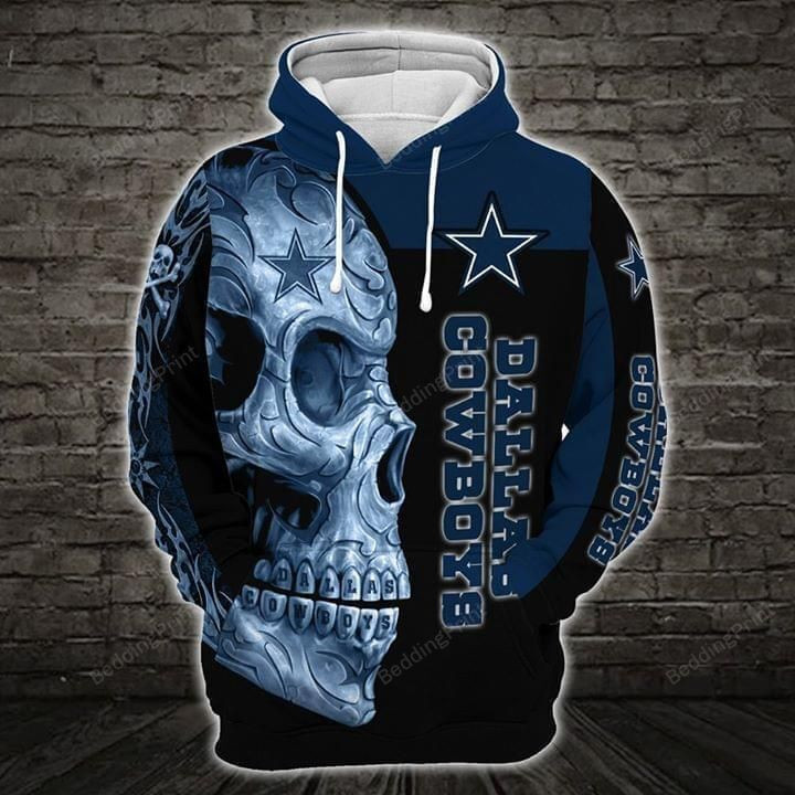 NFL Dallas Cowboys Nfl Skull 3D All Over Print Hoodie, Zip Hoodie