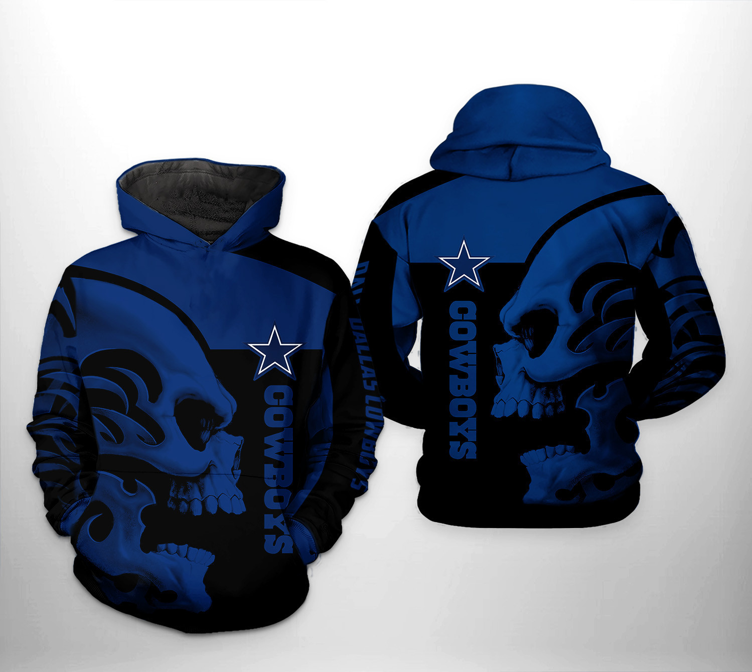 NFL Dallas Cowboys NFL Skull 3D All Over Print Hoodie, Zip Hoodie
